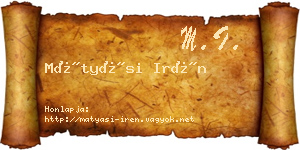 Mátyási Irén névjegykártya